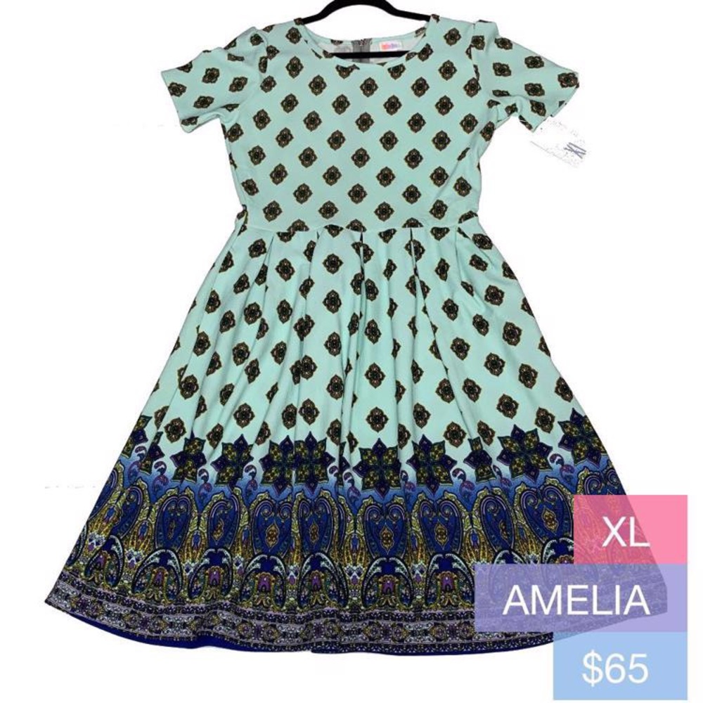 LuLaRoe Amelia Dress Ombré Dipped HTF Rare XL